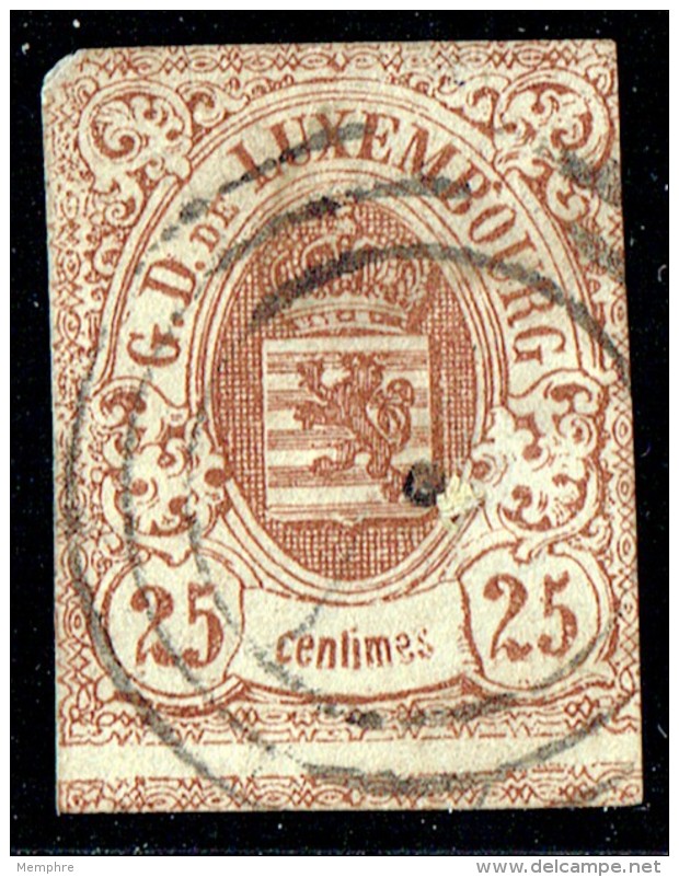 Armoiries 25 Cent.  Non Detelé Marges étroites Prifix 8  Oblitéré  Voisin En Bas - 1859-1880 Wappen & Heraldik