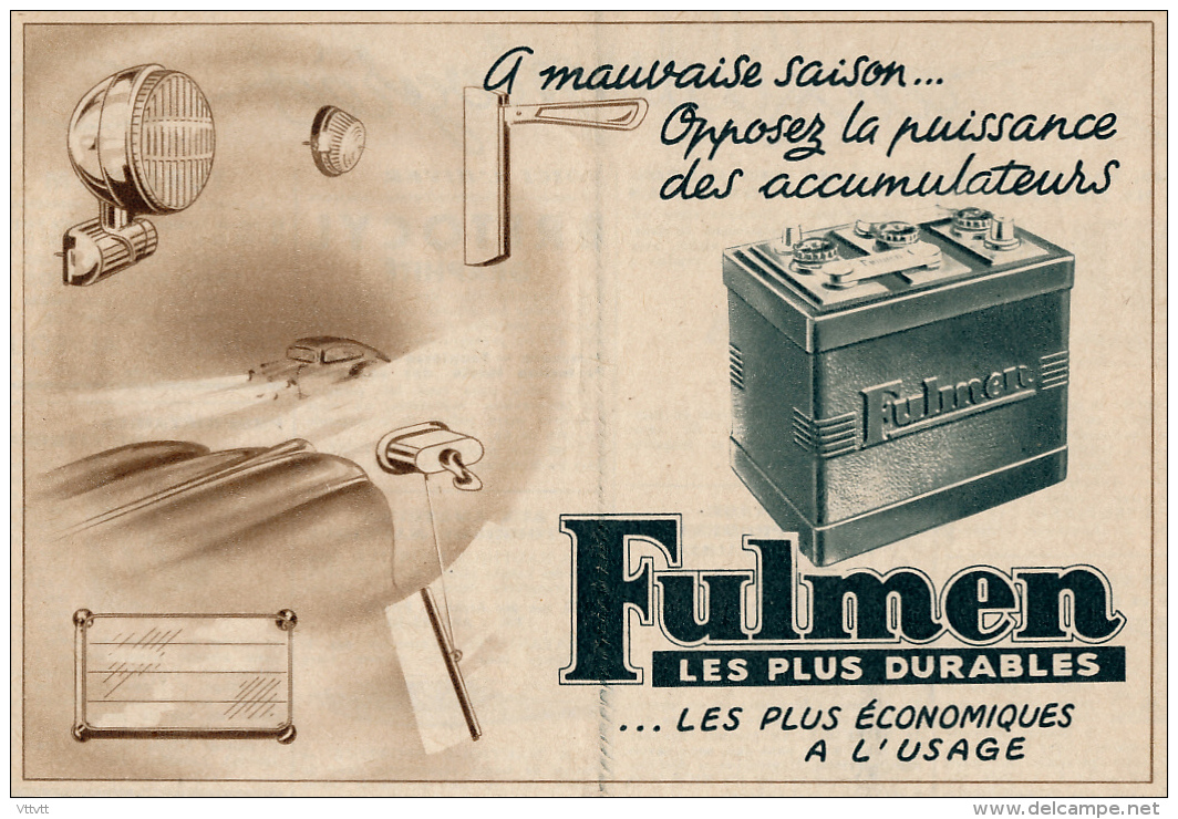 Ancienne Publicite (1951) : Batterie, Accumulateur FULMEN, Les Plus économiques à L' Usage - Advertising