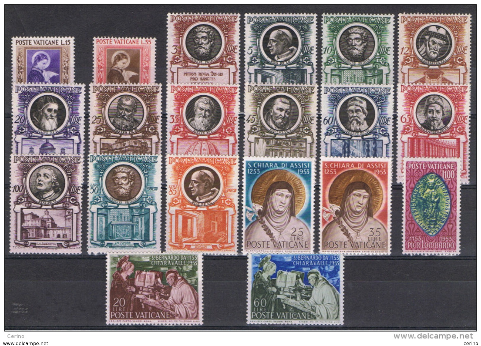 VATICANO:  1953  ANNATA  CPL. -  20  VALORI  N. -  SASS. 156/72 + EX. - Annate Complete