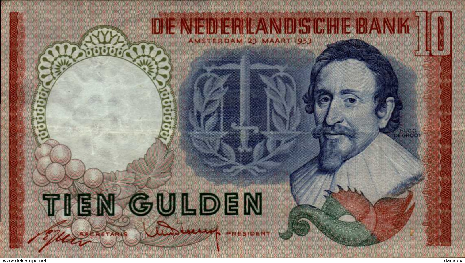 PAYS BAS 10 FLORINS Du 23-3-1953  Pick 85  XF/SUP+ - 10 Gulden