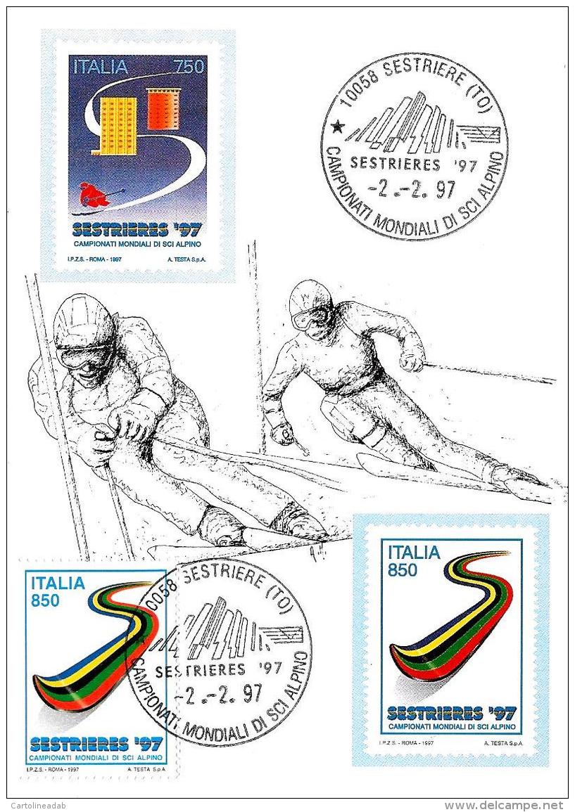 [MD0865] CPM - SESTRIERE (TORINO) CAMPIONATI MONDIALI DI SCI ALPINO -  CON ANNULLO 2.2.1997 - NV - Sport Invernali