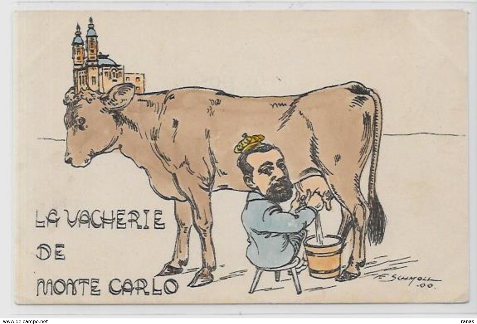 CPA Monaco Satirique Caricature Jeu Casino Albert 1er Vache Non Circulé - Monte-Carlo