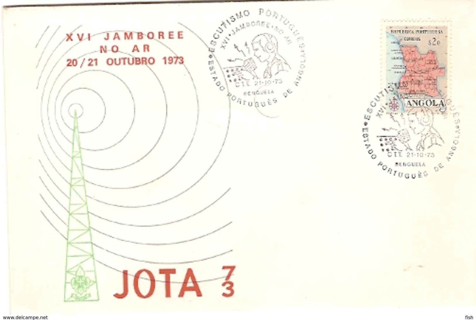 Angola & FDC Overseas, XV Jamboree On The Radio, Portuguese Scouting, Benguela 1973 (382) - Gebraucht