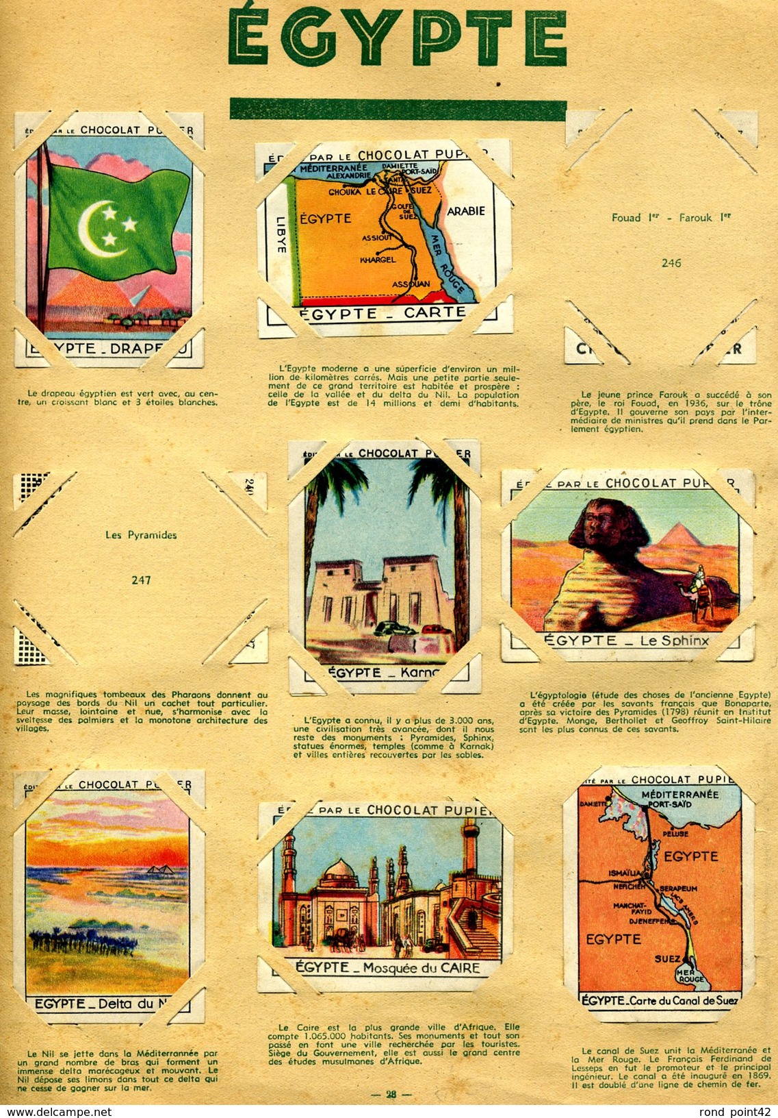 PUPIER AFRIQUE EGYPTE Les 7 CHROMOS De La Page N° 28 - Autres & Non Classés