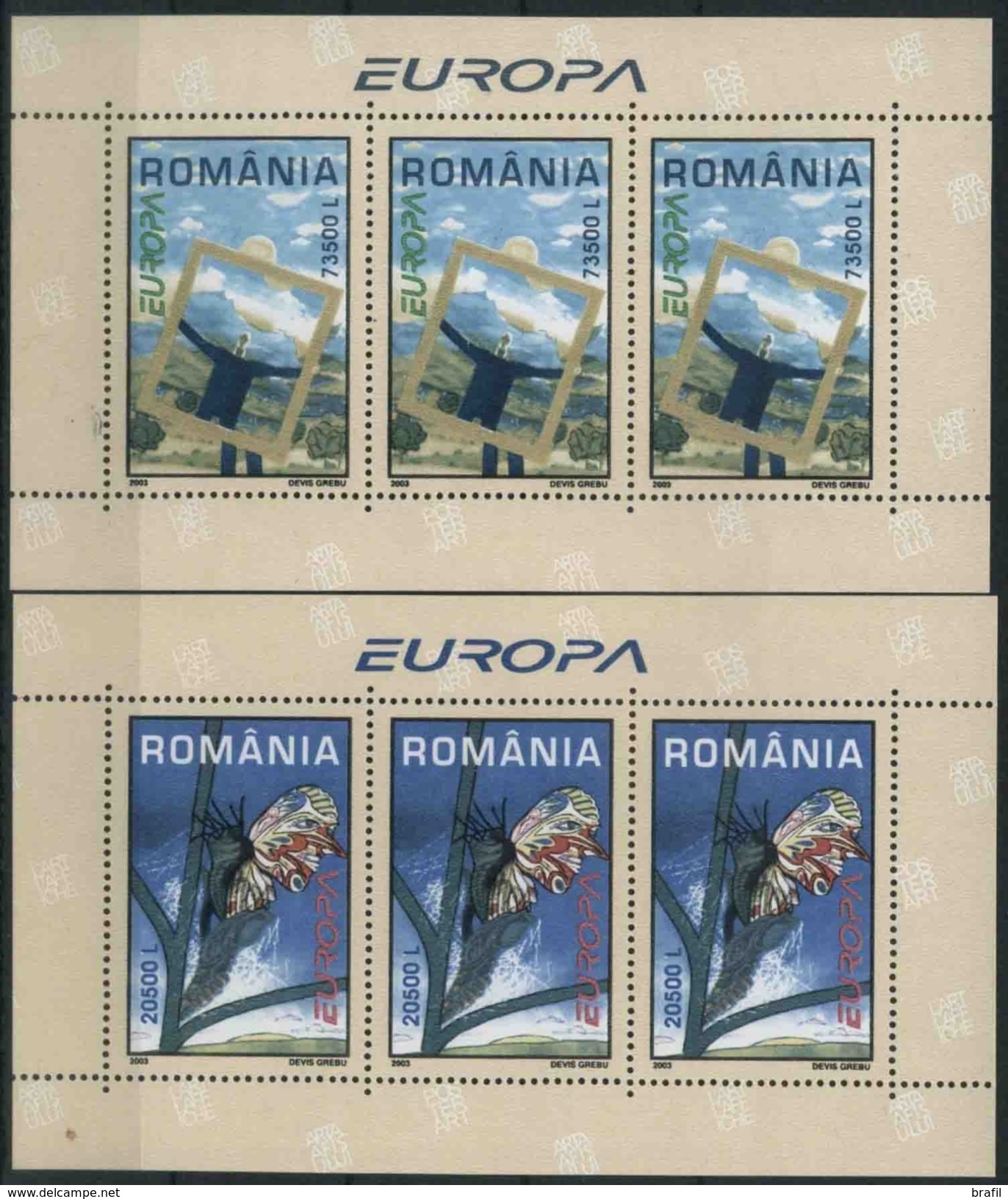 2003 Europa C.E.P.T., Romania Foglietti, Serie Completa Nuova (**) - 2003