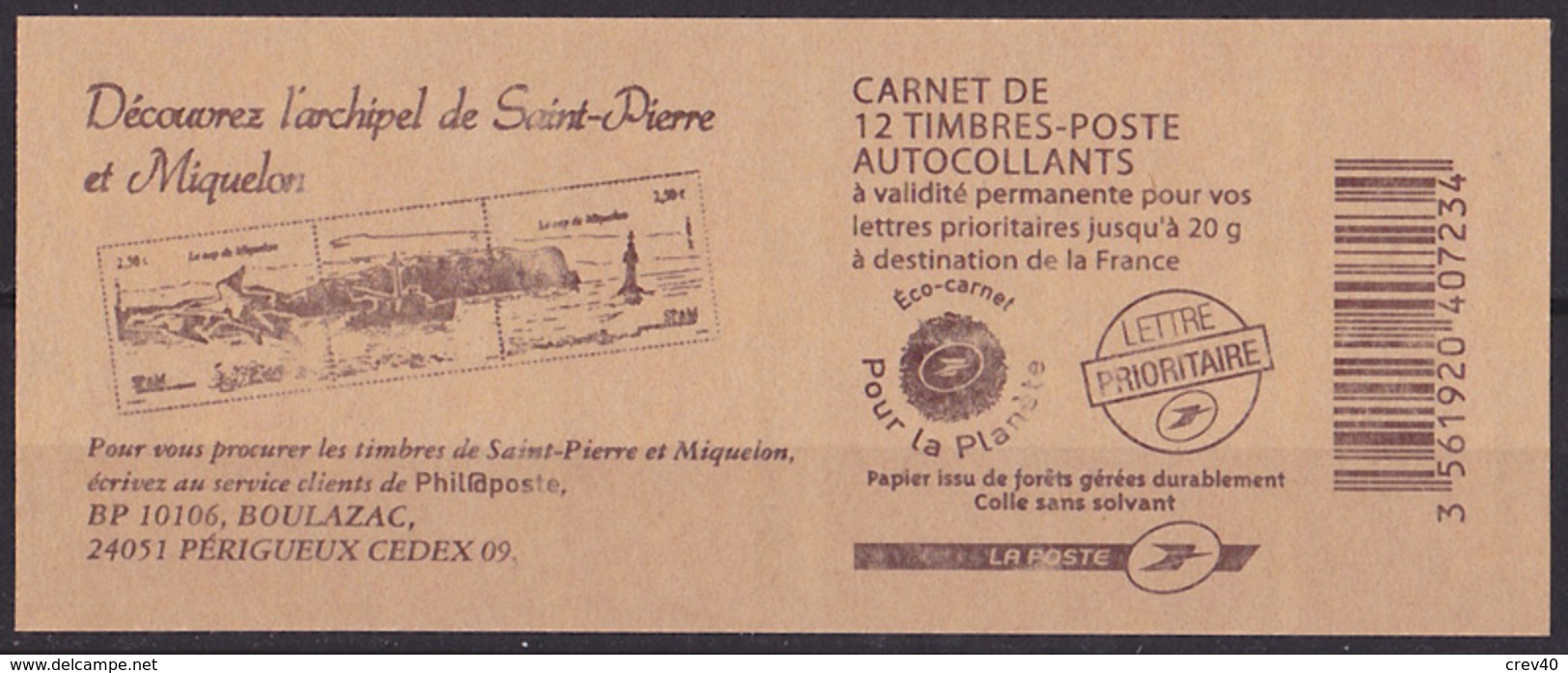 Carnet Neuf ** N° 590-C5(Yvert) France 2012 - Marianne De Beaujard, Découvrez L'archipel De Saint-Pierre Et Miquelon - Modernes : 1959-...