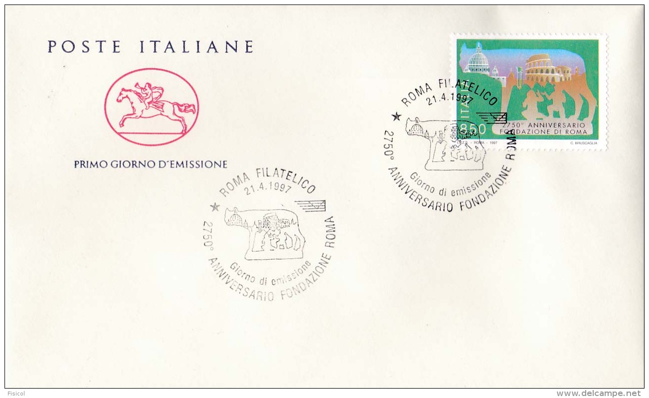 1997 ITALIA - 04 FONDAZIONE ROMA - FDC CAVALLINO - ANNULLO ROMA FILATELICO - FDC