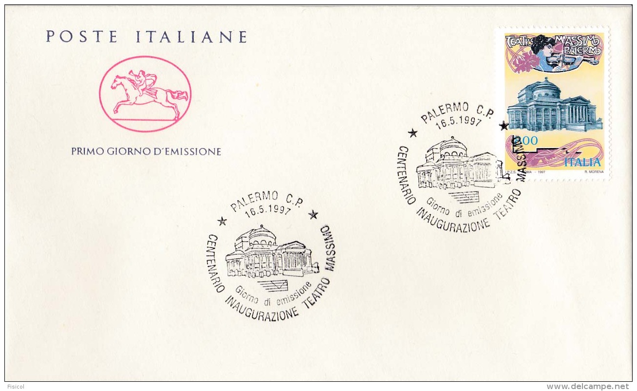 1997 ITALIA - 05 TEATRO MASSIMO, PALERMO - FDC CAVALLINO - ANNULLO PALERMO - FDC