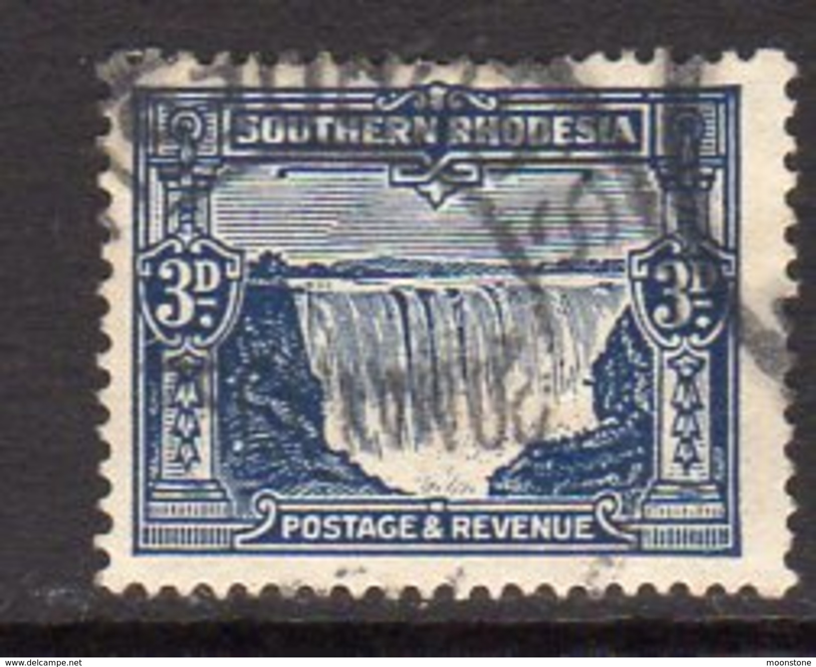 Southern Rhodesia 1931-7 Victoria Falls 3d Deep Ultramarine, Perf. 15x14, Used (SG 18) - Southern Rhodesia (...-1964)