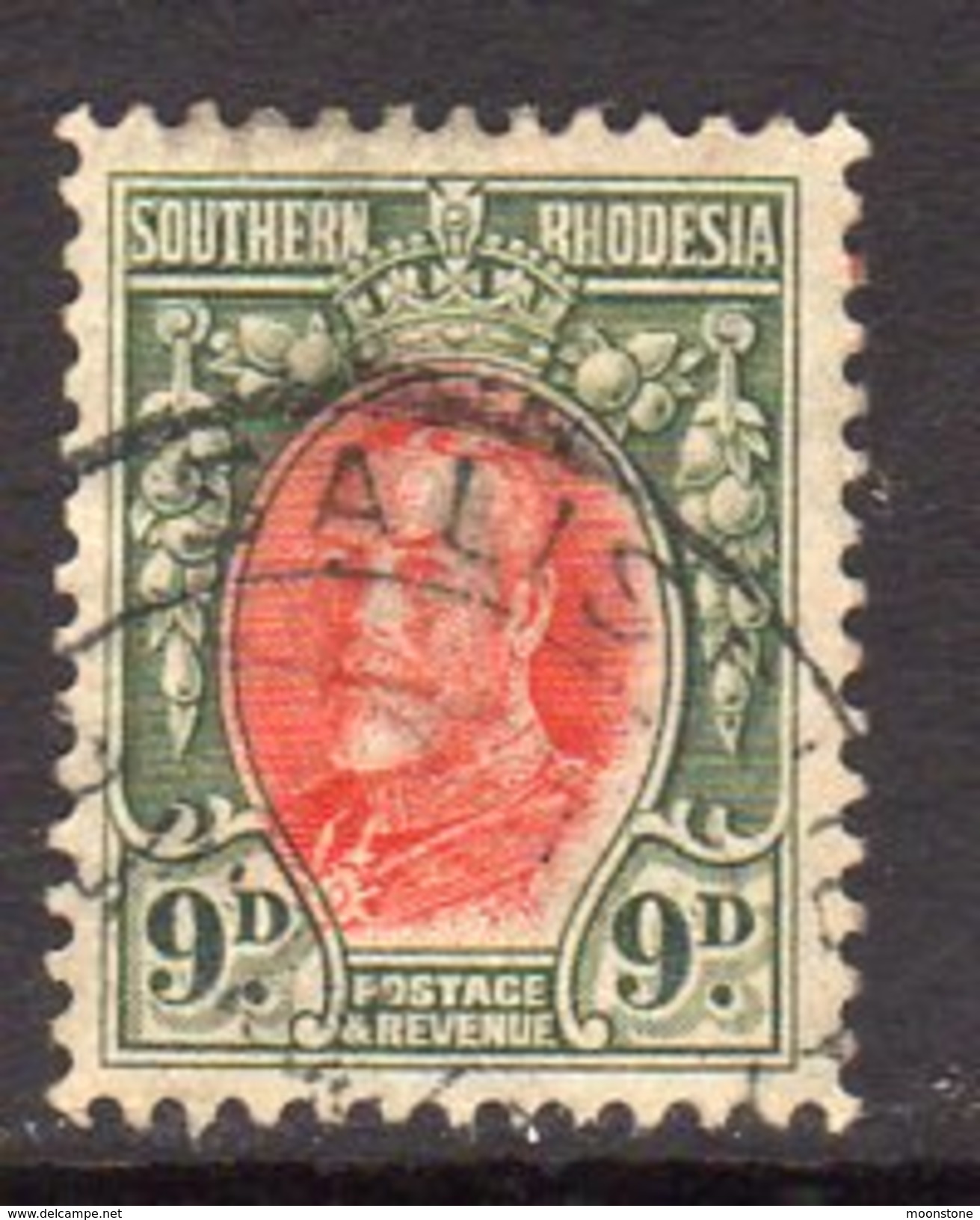 Southern Rhodesia 1931-7 GV 'Head' 9d Vermilion & Olive Green, Perf. 12, Used (SG 21b) - Rhodésie Du Sud (...-1964)