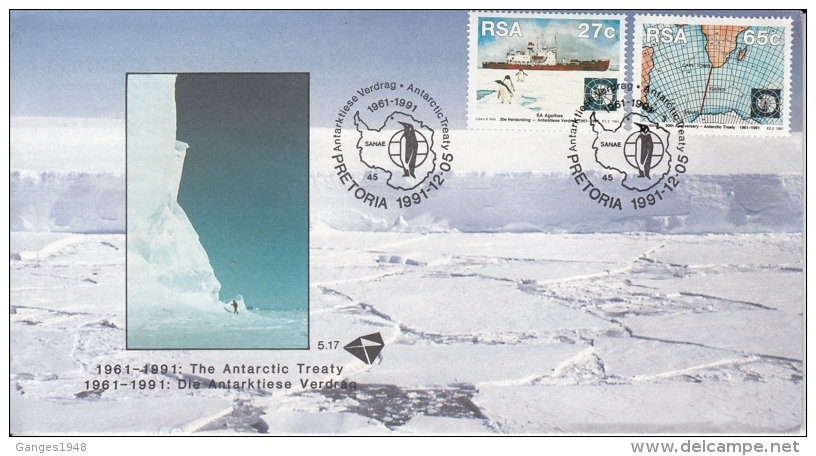 South Africa  1991  Penguin  Ice Breaker Ship  Antarctic Treaty  2v  FDC  # 94387 - Other & Unclassified