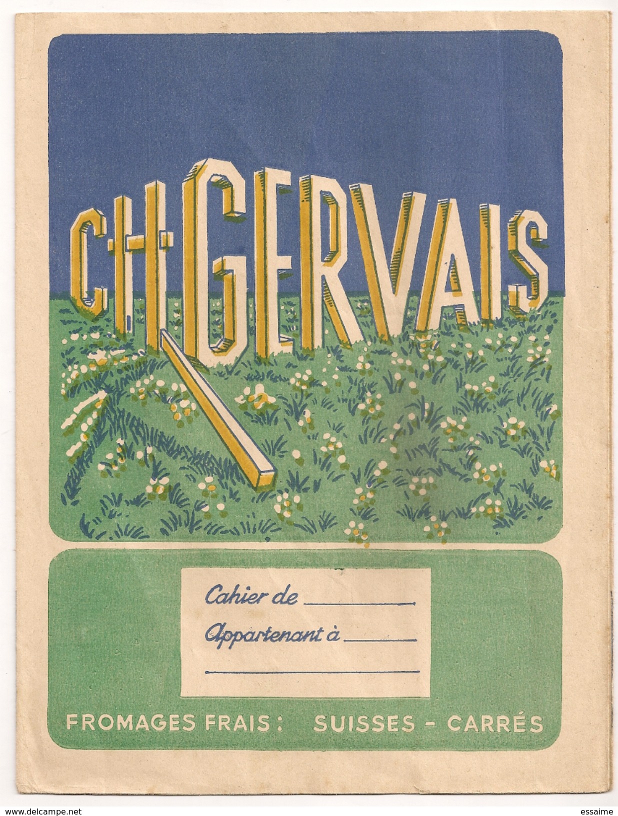 Protège Cahier Gervais Fromages Frais Petits Suisses Dessert. Vers 1950-60 - Copertine Di Libri