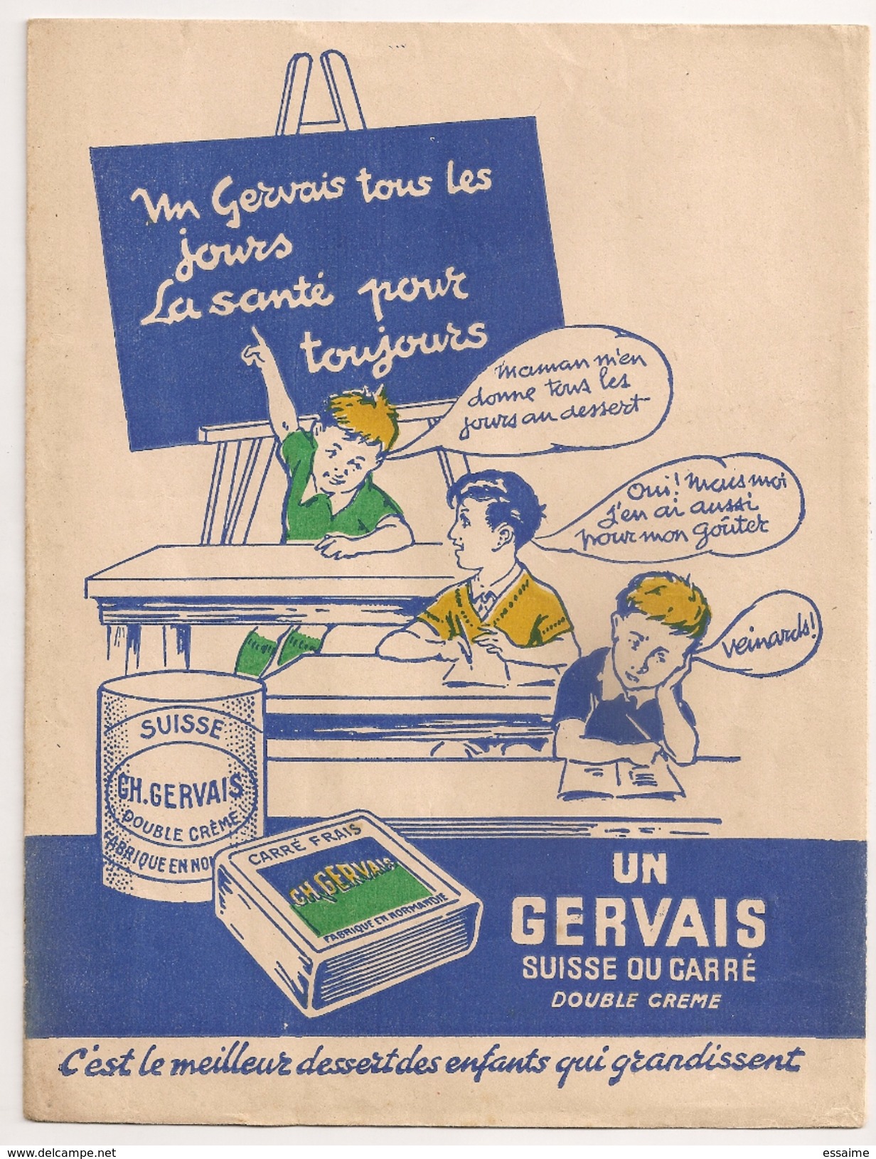 Protège Cahier Gervais Fromages Frais Petits Suisses Dessert. Vers 1950-60 - Protège-cahiers