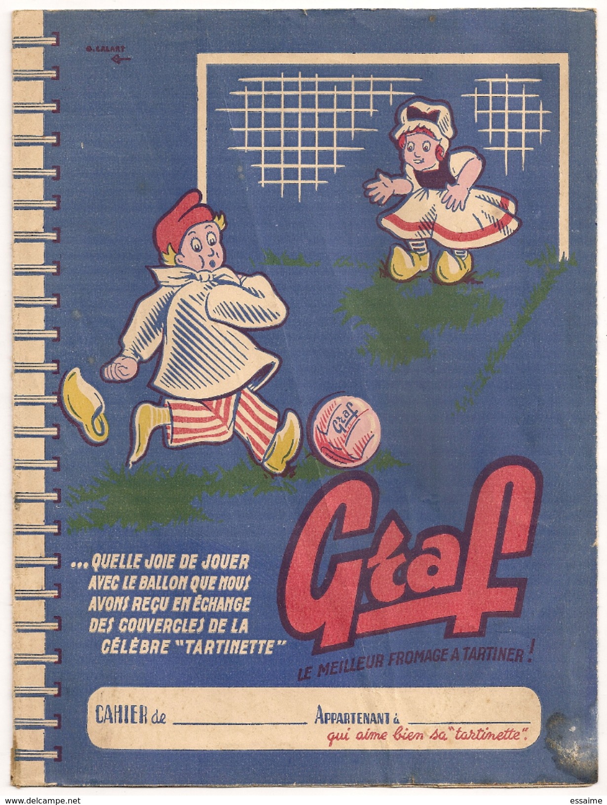 Protège Cahier Graf Tartinette Fromage Football Ballon. Vers 1950-60 - Protège-cahiers