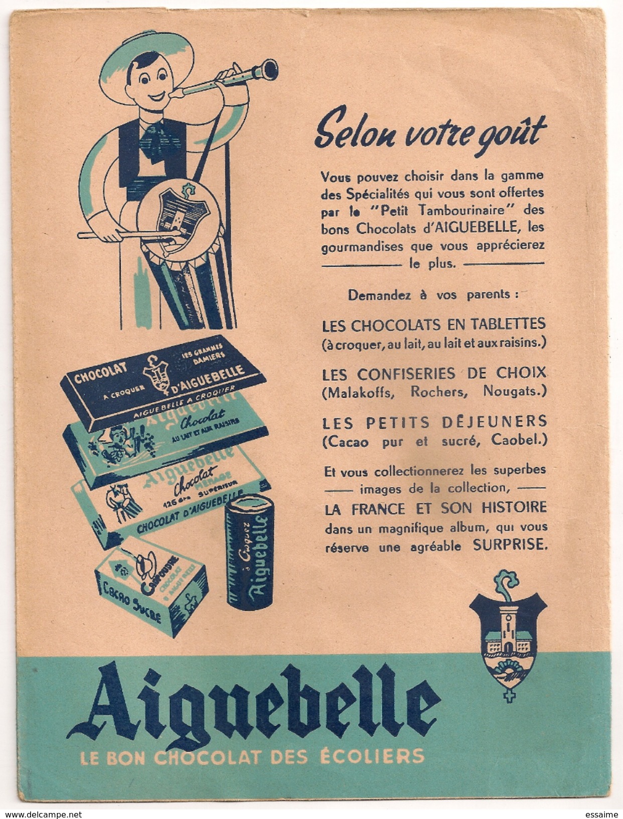 Protège Cahier Chocolat Aiguebelle. Canard Ours. Vers 1950-60 - Omslagen Van Boeken