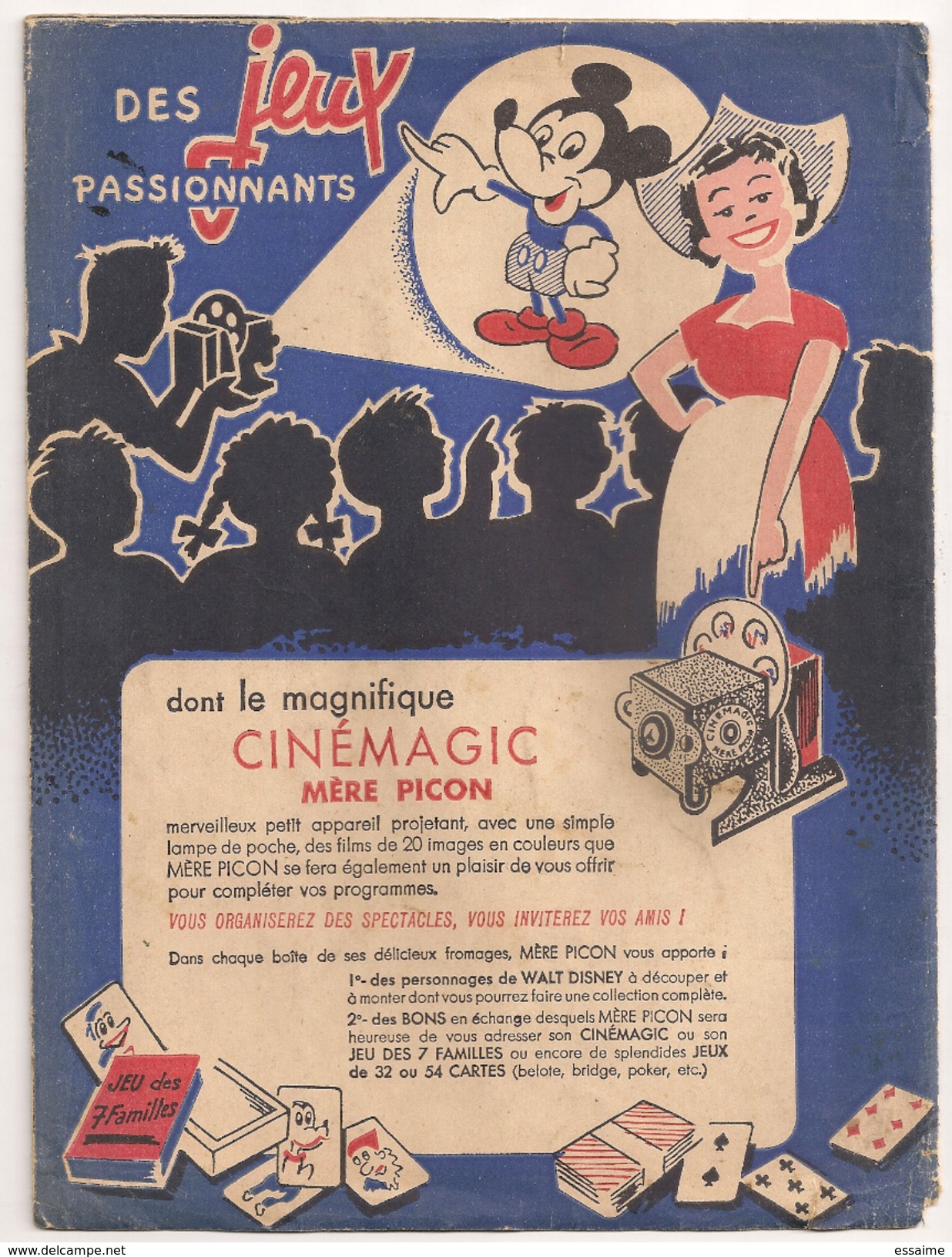 Protège Cahier Fromage Mère Picon Haute Savoir. Cinémagic Mickey. Vers 1950-60 - Schutzumschläge