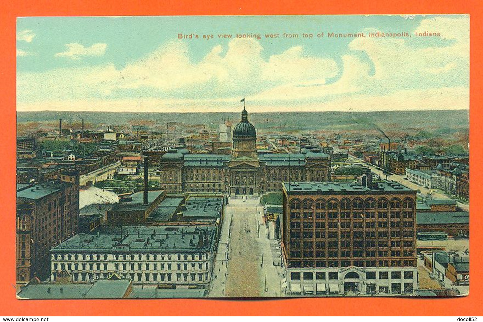 CPA Indianapolis " Bird's Eye View Looking West From Of Monument " LJCP 40 - Indianapolis