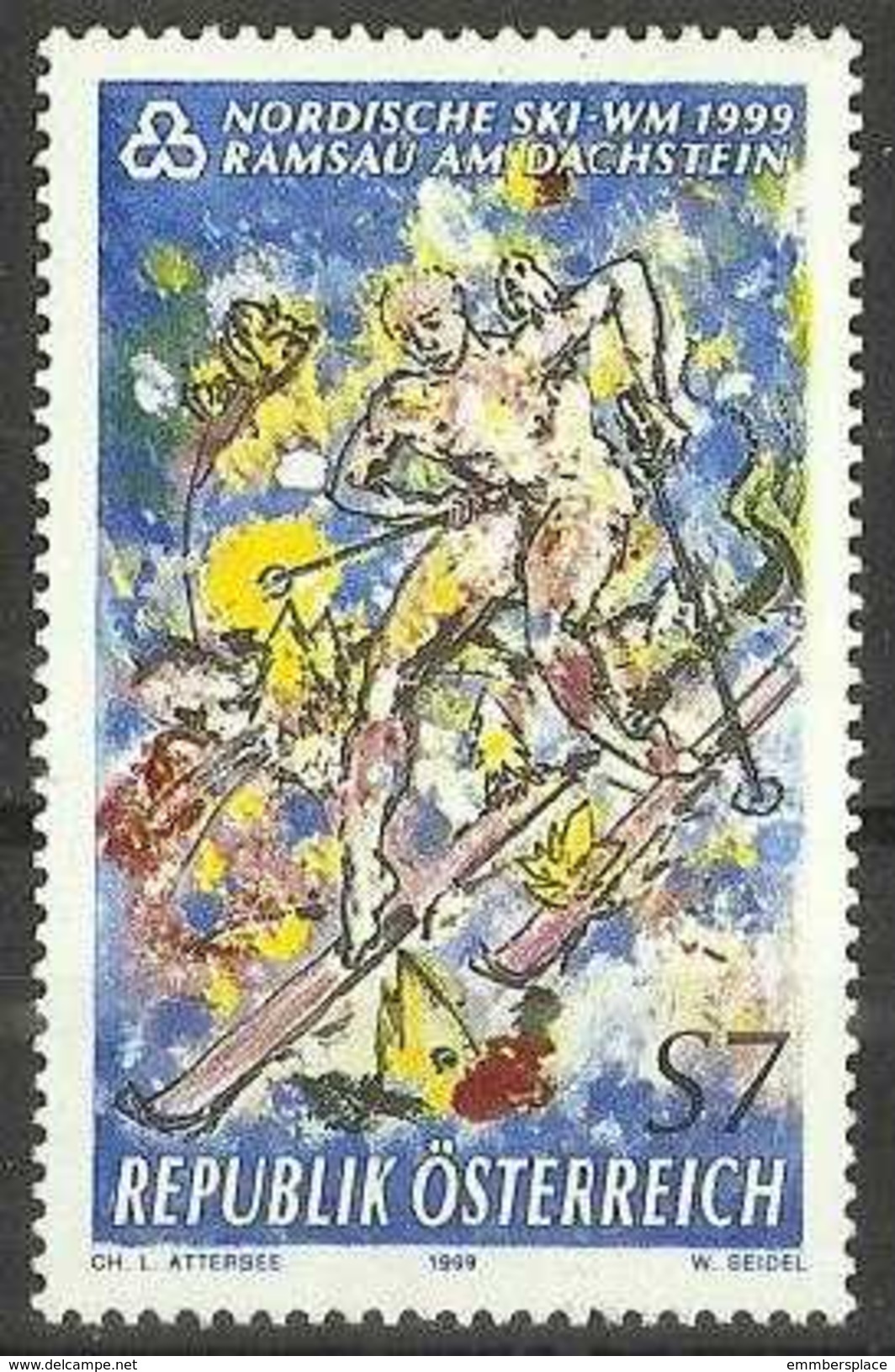 Austria - 1999 Skiing Championships 7s MNH **          Sc 1776 - Unused Stamps