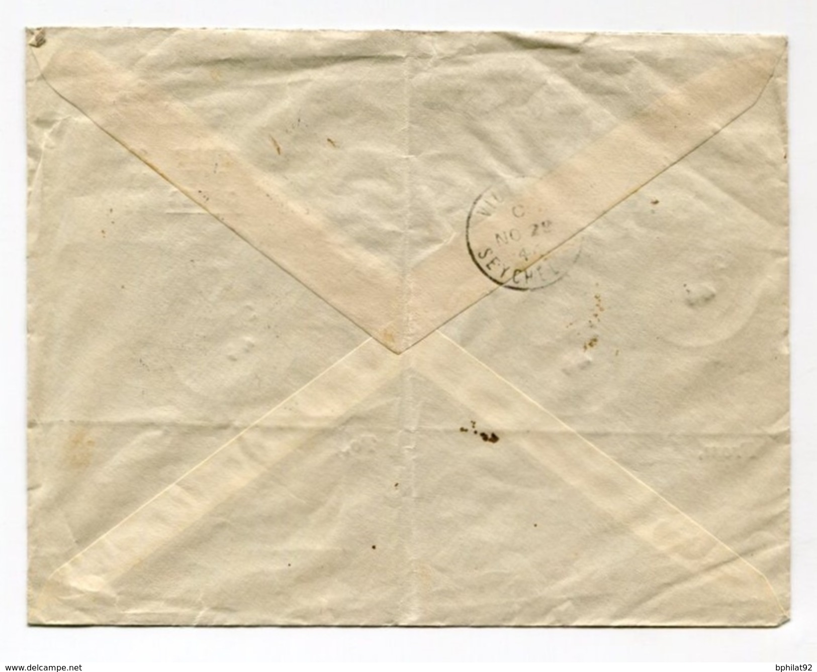 !!! LETTRE DE POSTE AERIENNE DE ZANZIBAR POUR LES SEYCHELLES 1944 - Zanzibar (...-1963)