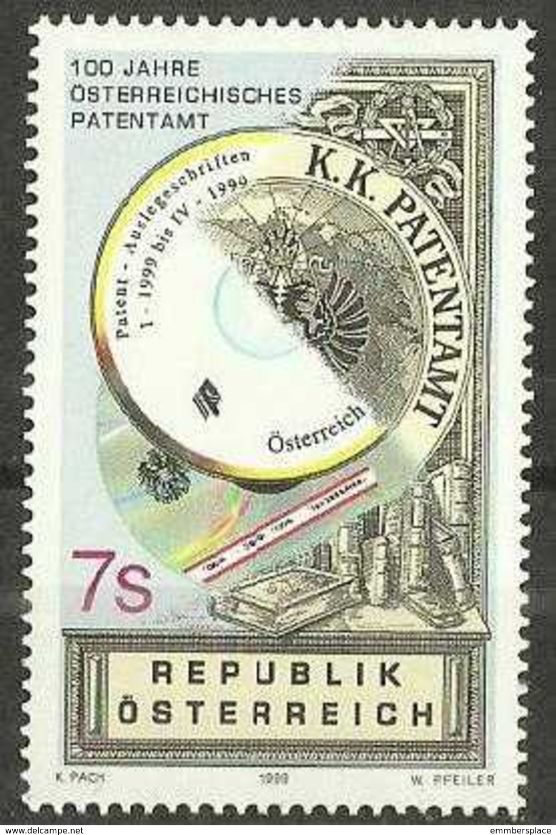 Austria - 1999 Patent Office 7s MNH **       Sc 1781 - Unused Stamps