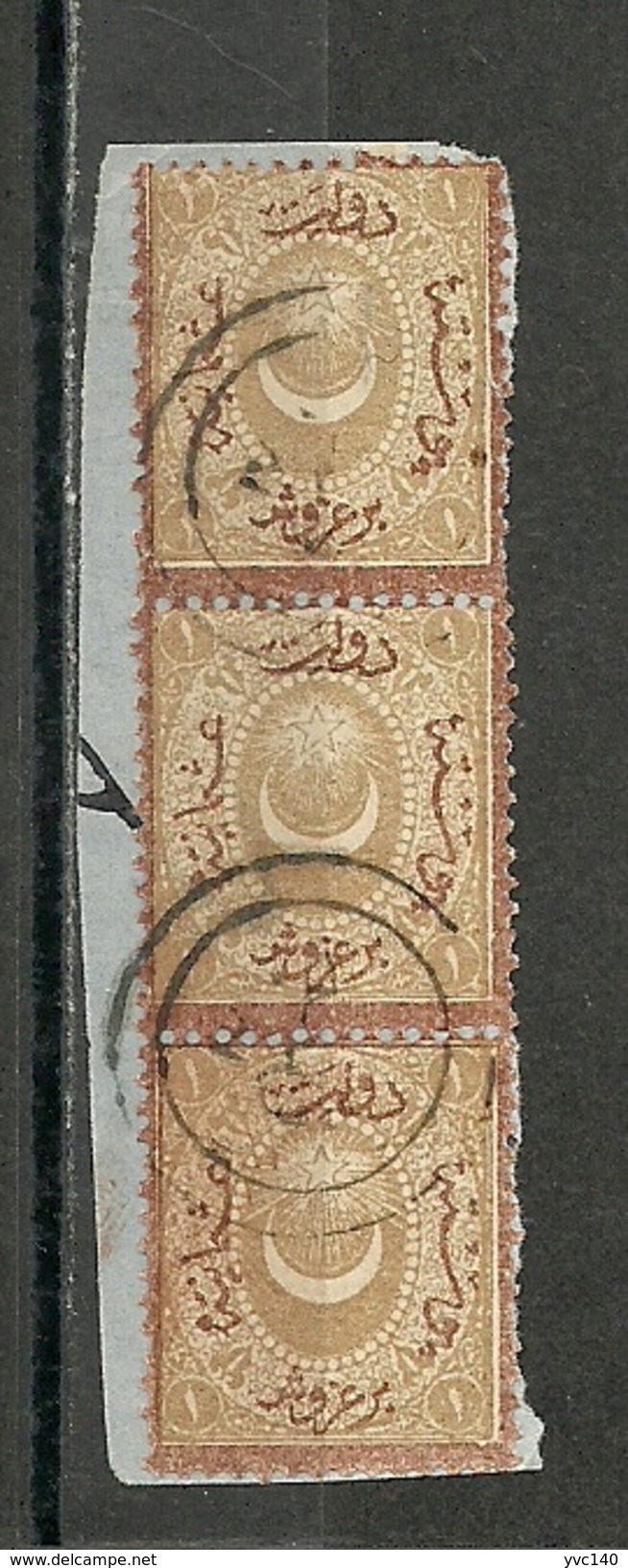 Turkey; 1868 Duloz Postage Due Stamp 1 K. (Strip Of 3) - Used Stamps