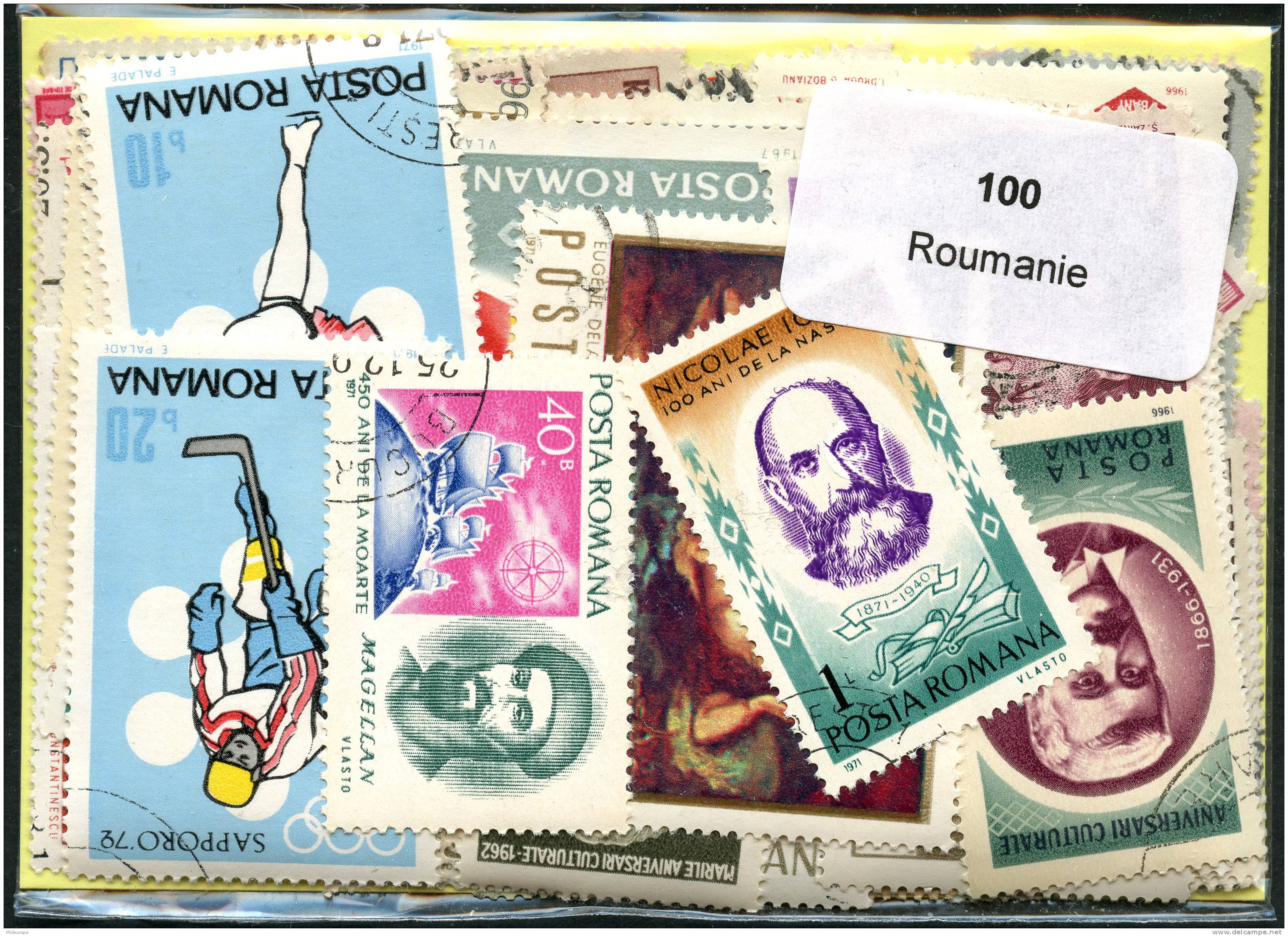 Lot 100 Timbres Roumanie - Vrac (max 999 Timbres)