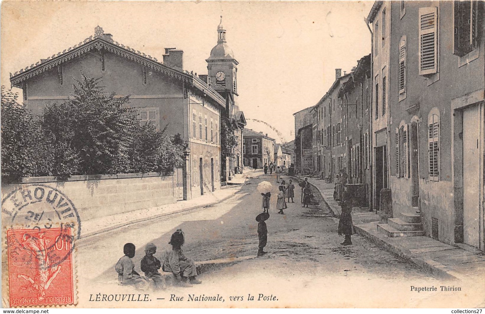 55-LEROUVILLE- RUE NATIONALE, VERS LA POSTE - Lerouville