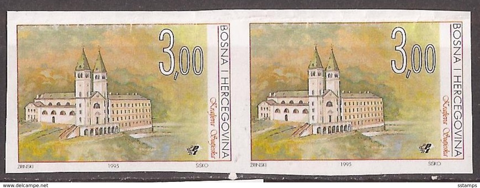 1995 23 STORIA FRANZISKANER KLOSTER KRALJEVA SUTJESKA   BOSNIEN HERZEGOWINA KROATISCHE POST   RRR IMPERFORATE MNH - Abadías Y Monasterios