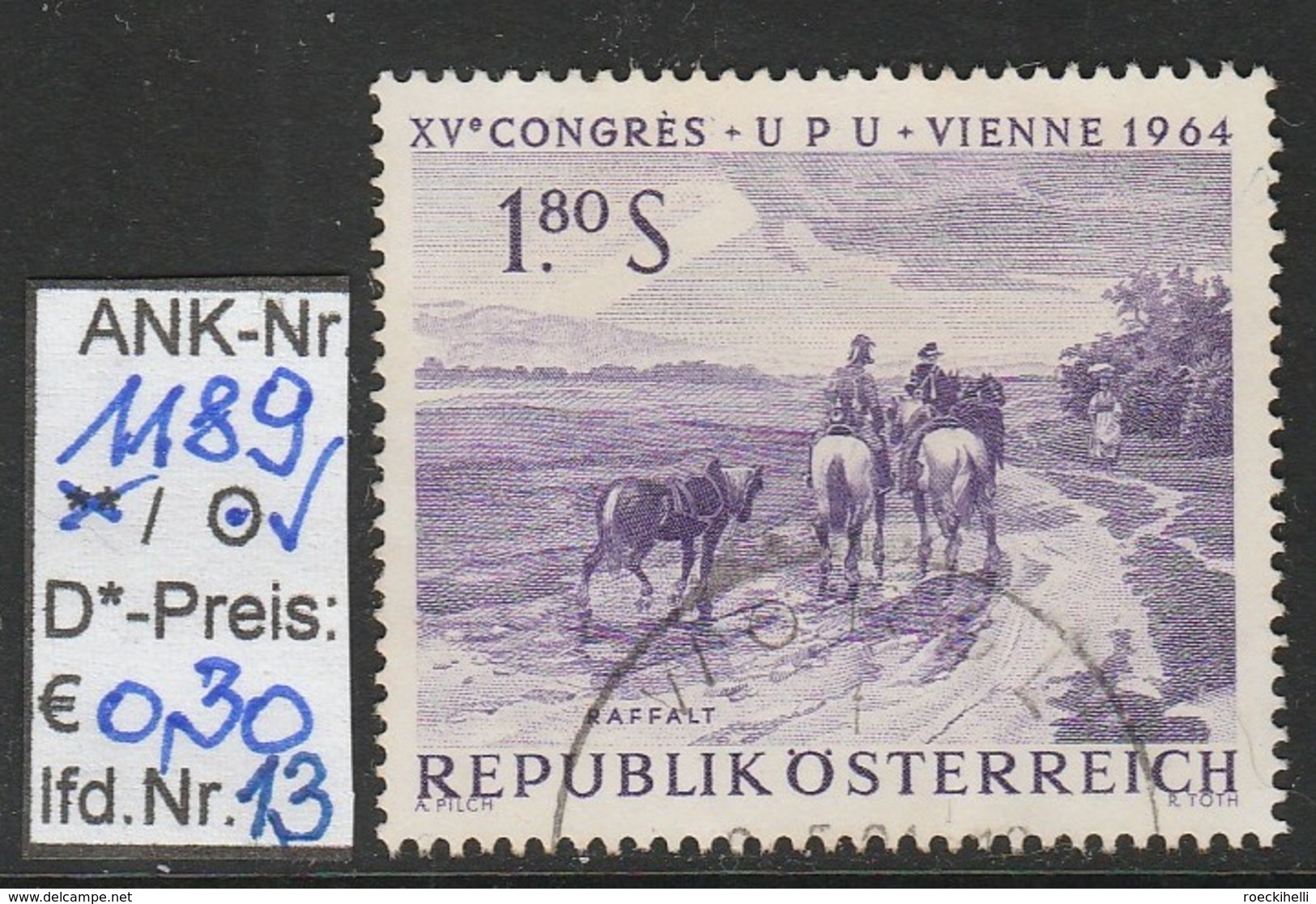 15.6.1964  -  SM A. Satz  "XV. Weltpostkongreß (UPU) Wien 1964"  -  O  Gestempelt  -  Siehe Scan  (1189o 13) - Gebruikt