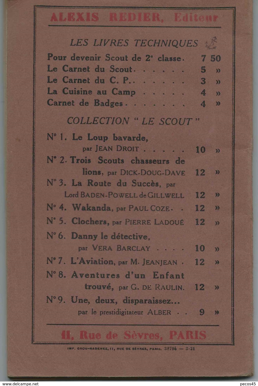 Editions SCOUTS DE FRANCE - Alexis REDIER : TA PATROUILLE AU CAMP - 1931. - Scoutisme