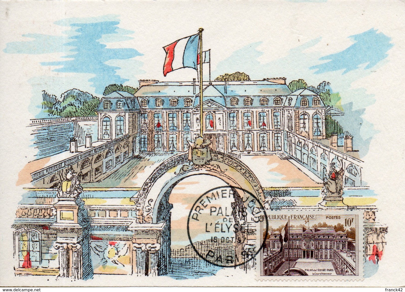 France. Carte Maximum. Palais De L'élysée. 19/10/1957 - 1950-1959