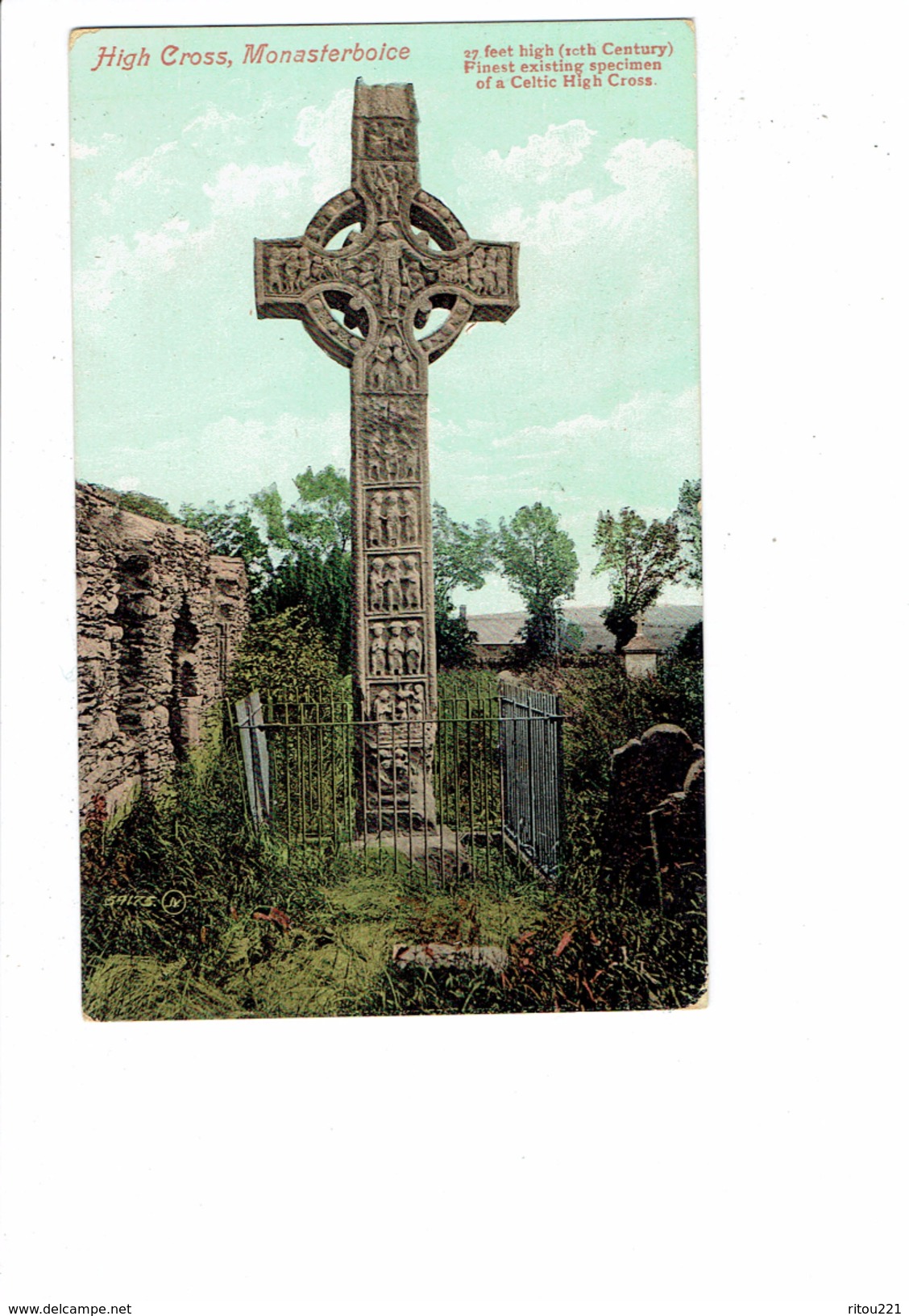 Cpa - Celtic Cross And Round Tower, Monasterboice, Co. Louth, Ireland - 1912 - Louth
