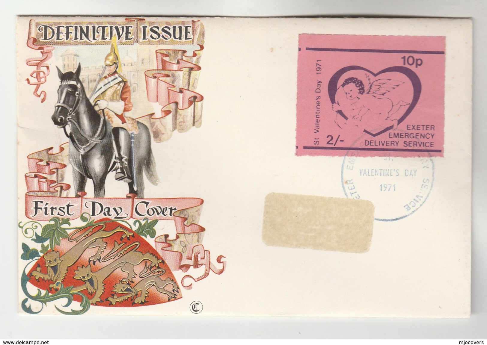 1971 Exeter GB POSTAL STRIKE COVER  2/- EXETER EMERGENCY DELIVERY SERVICE VALENTINES Label Great Britain - Erinnofilie