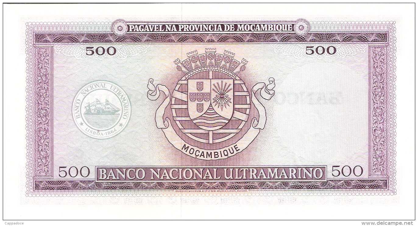 MOZAMBIQUE   500 Escudos   ND (1976 - Old Date 22/3/1967)   P. 118a   UNC - Mozambique