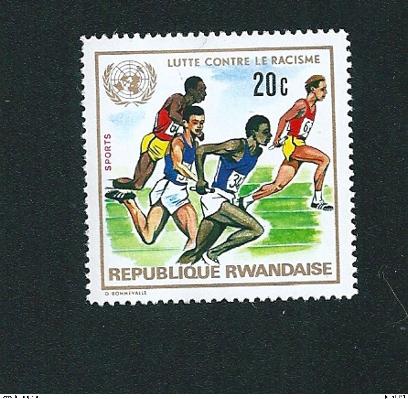N°  493 SPORTS Lutte Contre Le Racisme TIMBRE Rwanda (1972) Oblitéré - Oblitérés