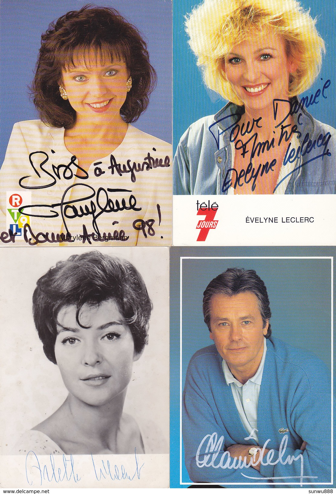 Lot De 20 Carte Photo Autographe (Alain Delon, Arlette Vincent, Helmut Lotti, Jan Staes, Cogoi, Davignac....) Au Premier - Autres & Non Classés