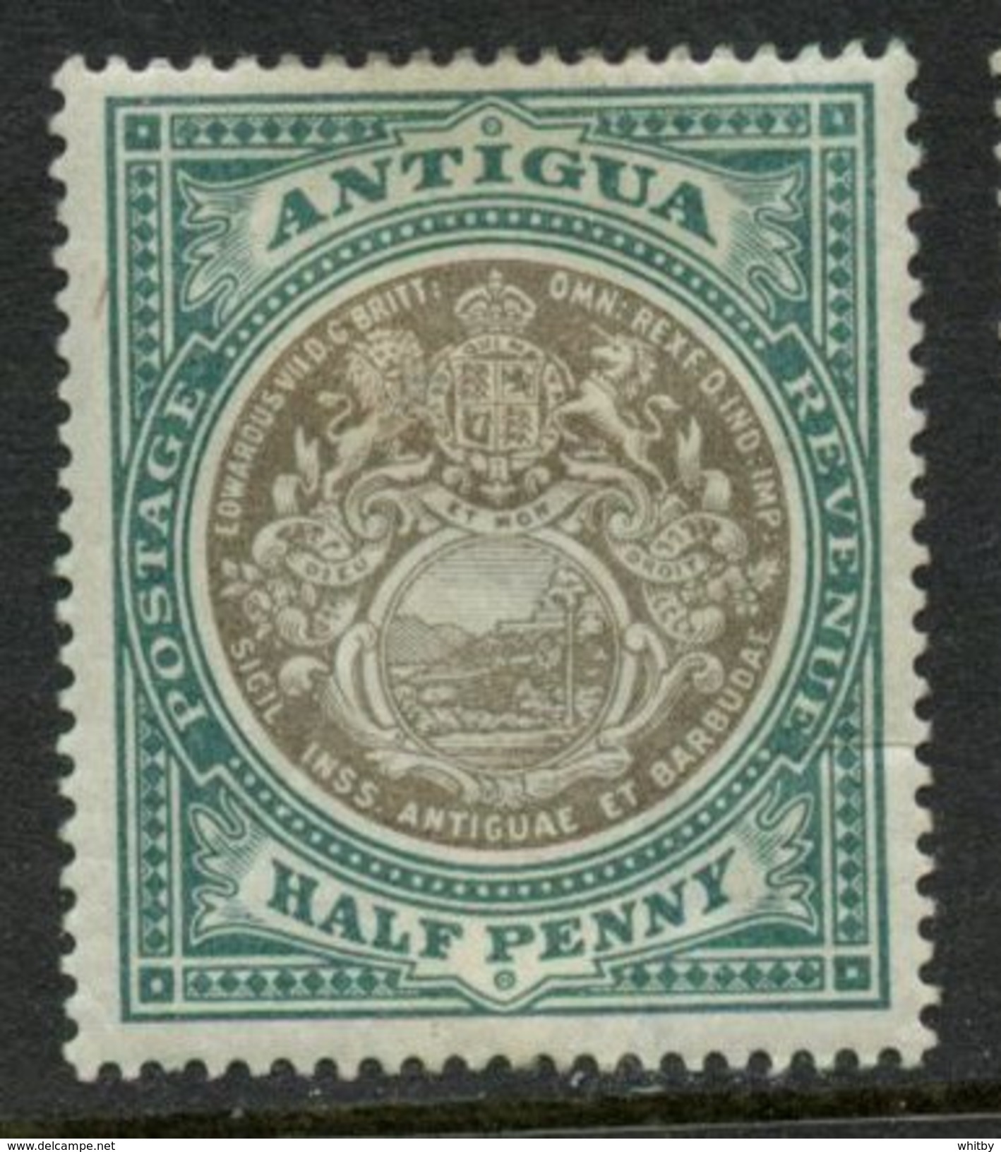 Antigua  1903 1/2p Seal Issue #21  MH  Thinned - 1858-1960 Crown Colony