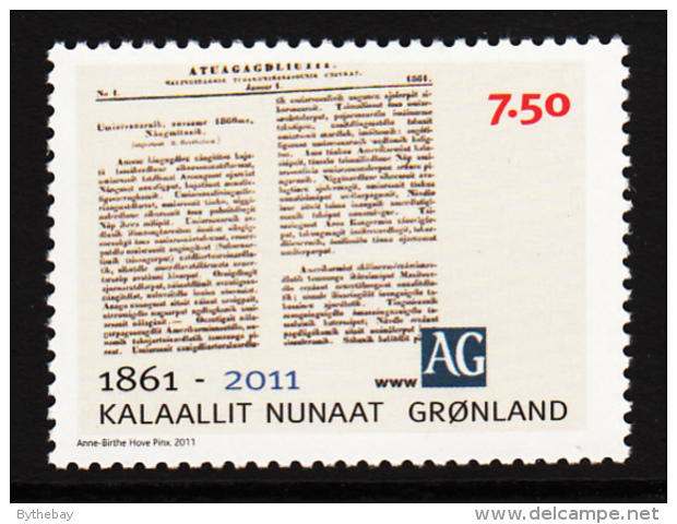 Greenland MNH 2011 Scott #585 7.50k Newspaper - Communications In Greenland - Nuevos