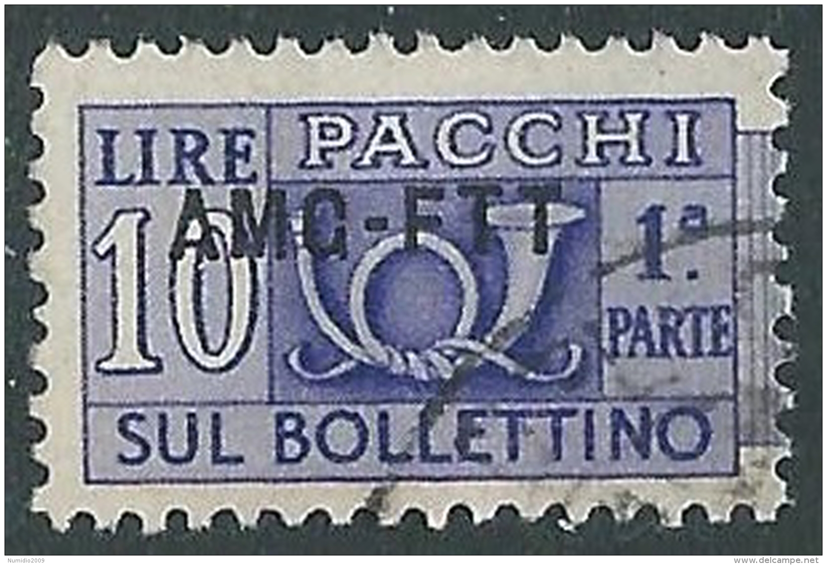 1949-53 TRIESTE A PACCHI POSTALI USATO 10 LIRE SEZIONE - LL1 - Postal And Consigned Parcels