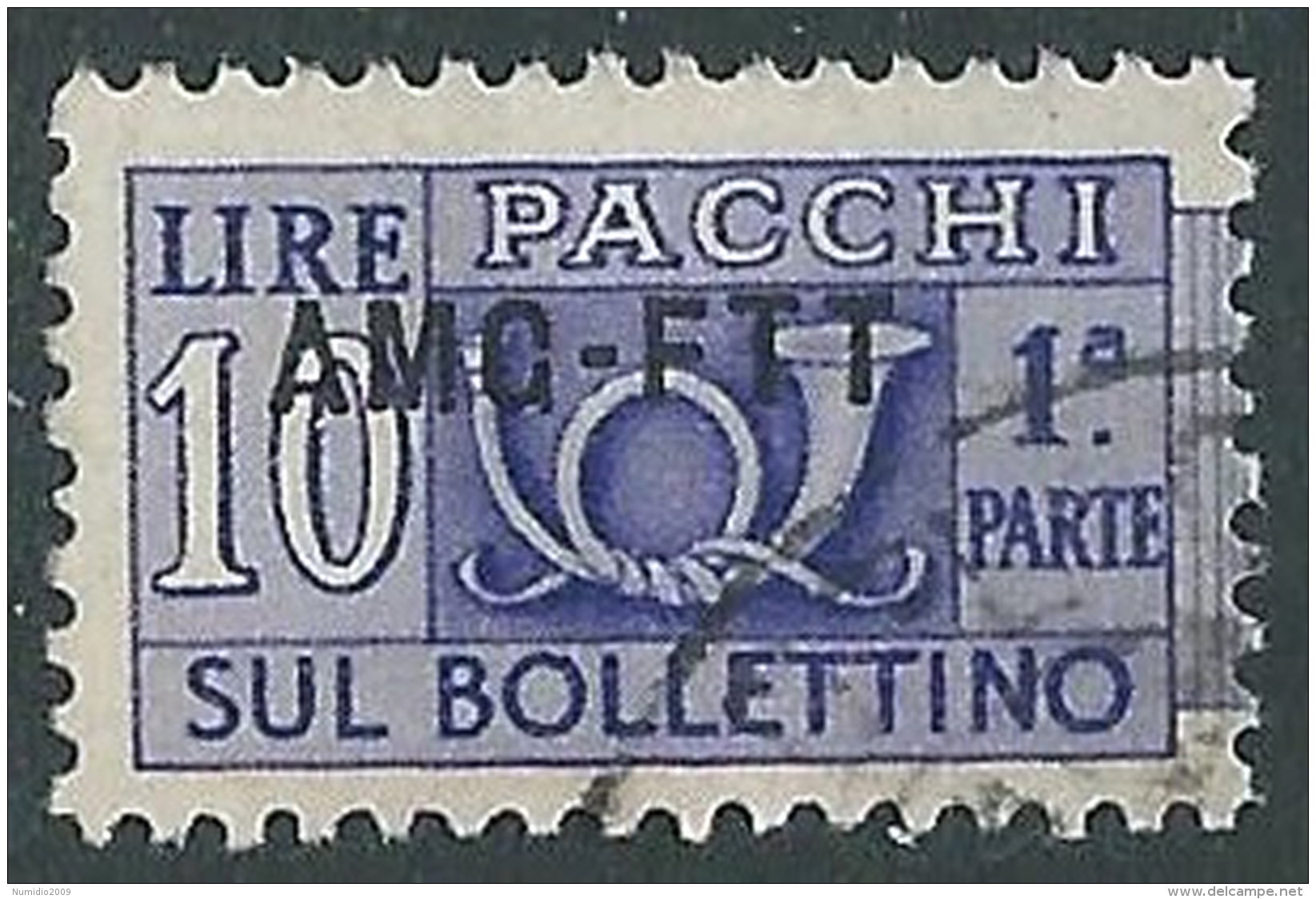 1949-53 TRIESTE A PACCHI POSTALI USATO 10 LIRE SEZIONE - LL1 - Paketmarken/Konzessionen