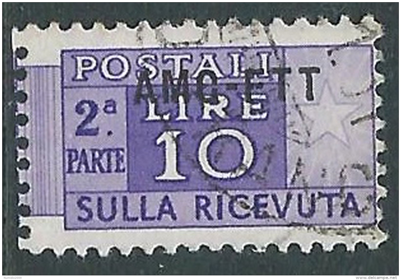 1949-53 TRIESTE A PACCHI POSTALI USATO 10 LIRE SEZIONE - LL2 - Colis Postaux/concession