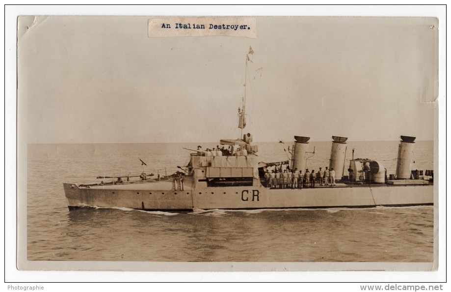 WWI WW1 Destroyer Italien CR Navire De Guerre Militaire Ancienne Photo 1914-1918 - Guerre, Militaire