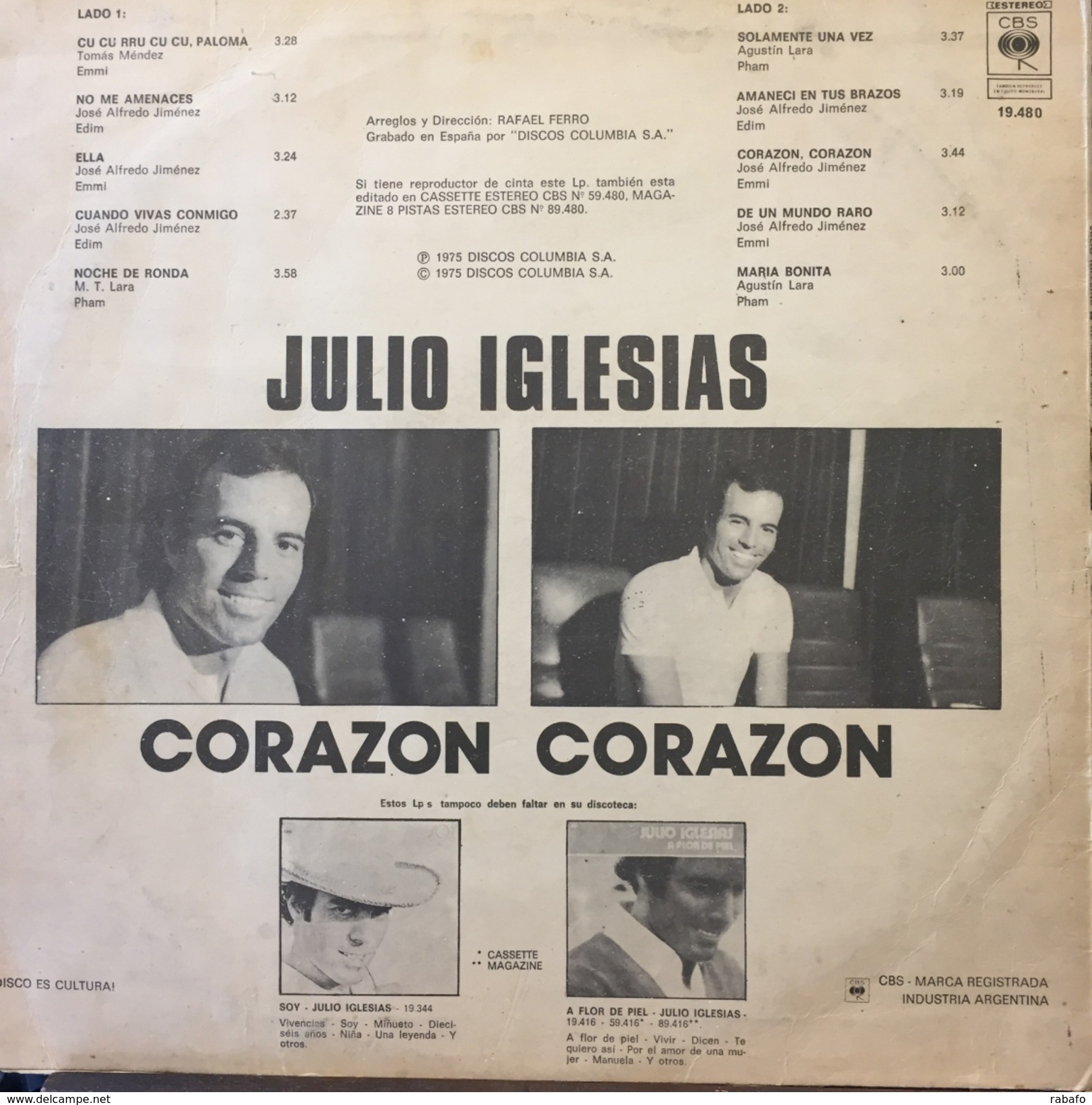 LP Argentino De Julio Iglesias Año 1975 - Autres - Musique Espagnole