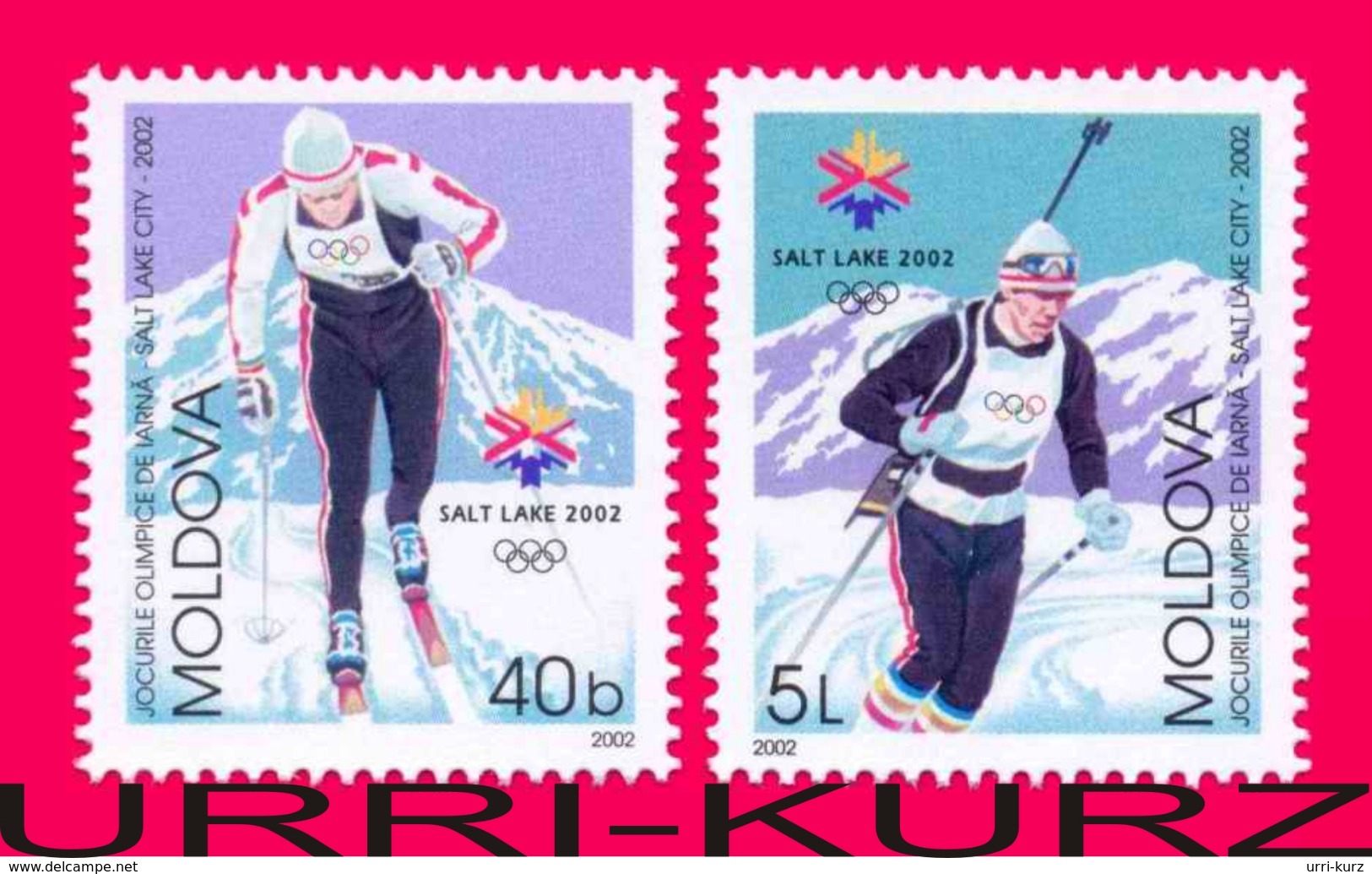 MOLDOVA 2002 Sports Sport Skiing Biathlon XIX Winter Olympics Olympic Games Salt Lake City USA 2v Mi421-422 Sc407-408 - Inverno2002: Salt Lake City