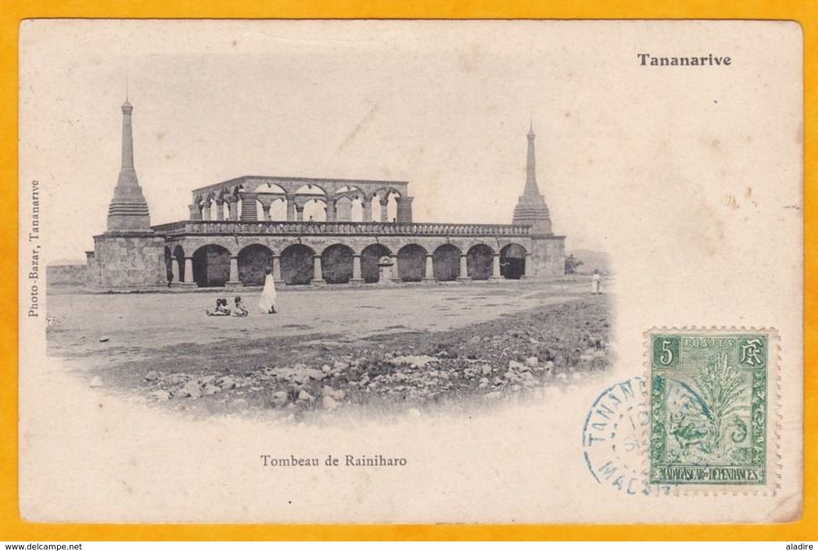 1906 - CP De Tananarive, Madagascar Colonie Vers St Omer, France - Affrt 5 C  Palmier - Vue Tombeau De Rainiharo - Cartas & Documentos