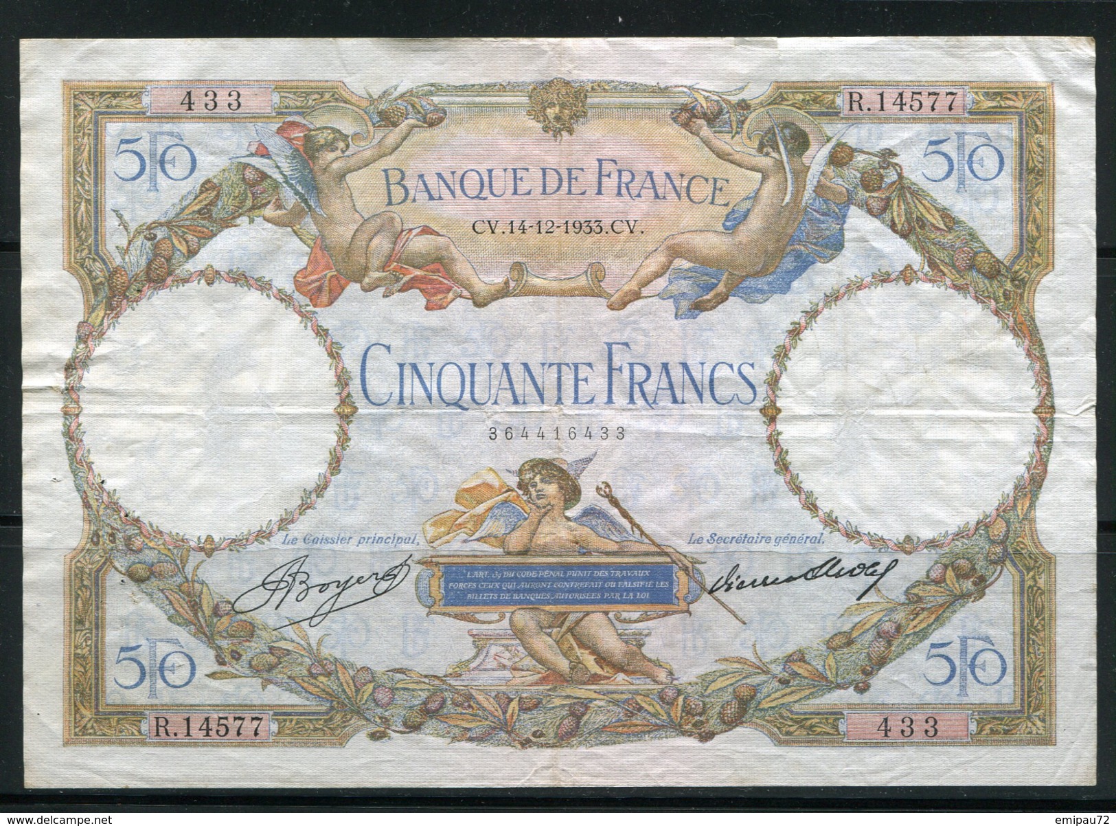 FRANCE- Vieux Billet (très Bon état) - 50 F 1927-1934 ''Luc Olivier Merson''