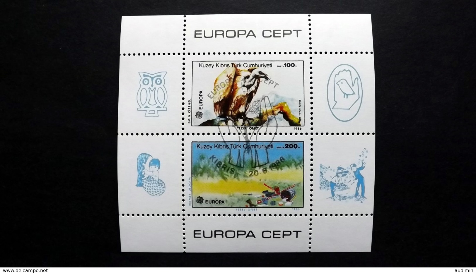 Zypern Türk. 179/80 Block 5 Oo/ESST, EUROPA/CEPT 1986, Natur- Und Umweltschutz, Eurasischer Gänsegeier - Oblitérés