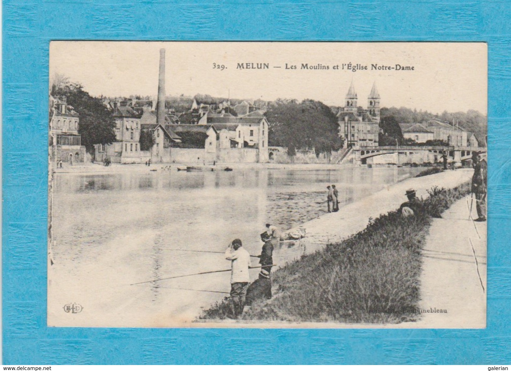 Melun, 1921. - Les Moulins Et L'Église Notre-Dame. - Les Pêcheurs à La Ligne. - Melun