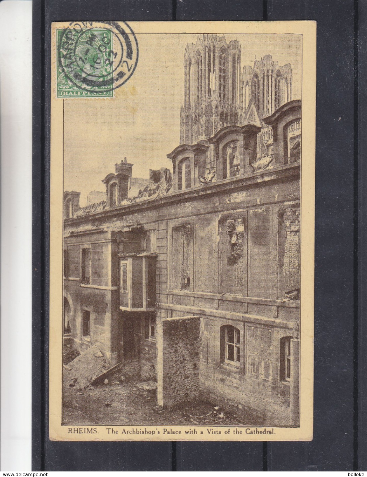 Grande Bretagne - Carte Postale De 1922 - Oblit Harrow - Exp Vers Le Congo Belge - Vue De Rheims - Covers & Documents