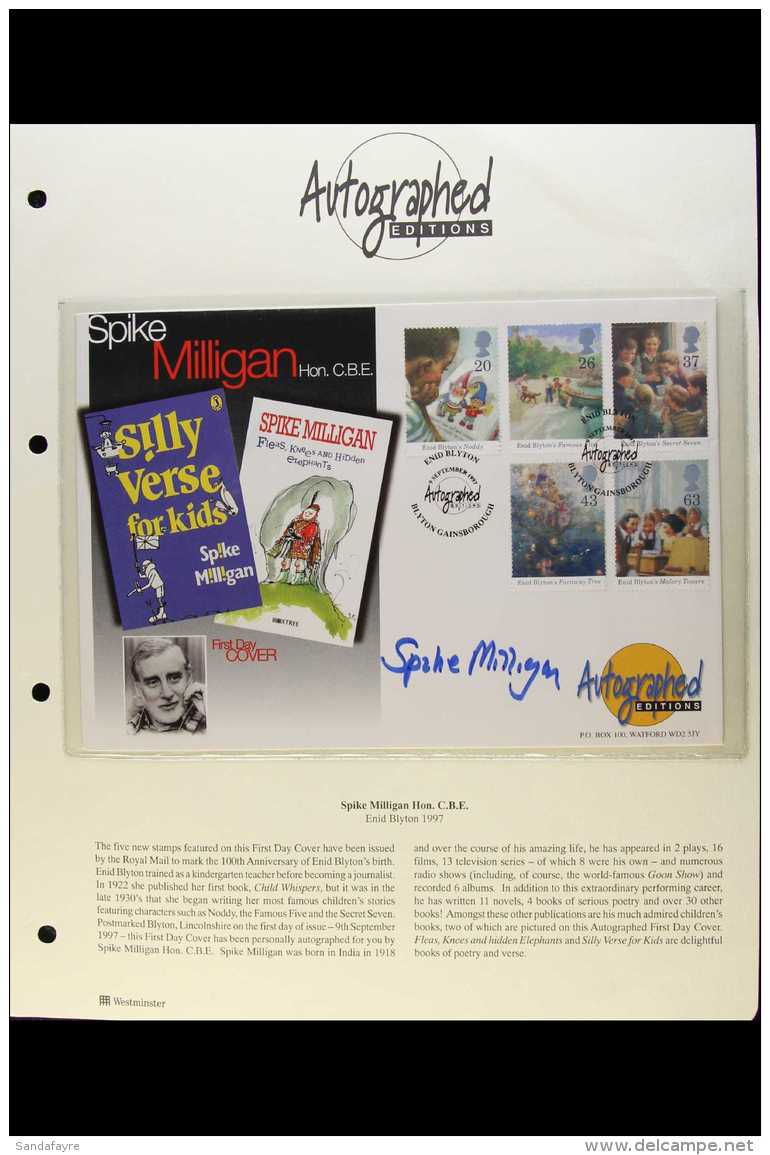 AUTOGRAPHED COVERS - COMEDIANS 1997 Enid Blyton FDC With Illustration Of And Personally Signed By SPIKE MILLIGAN;... - FDC